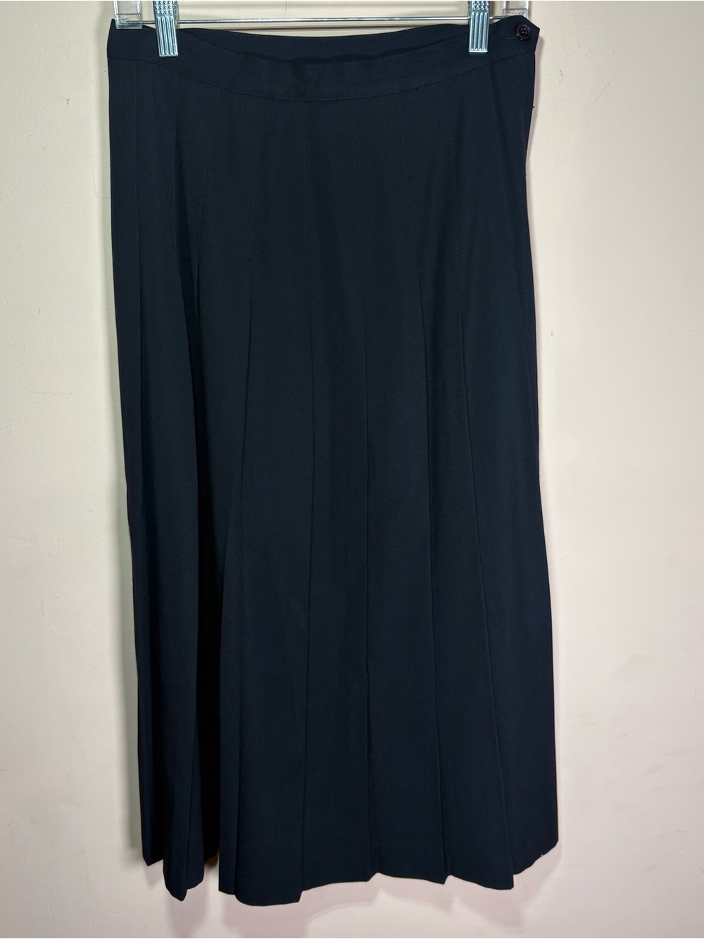 Vintage 90s Nordstrom Town Square Black Wool Pleated Midi Skirt Size 12